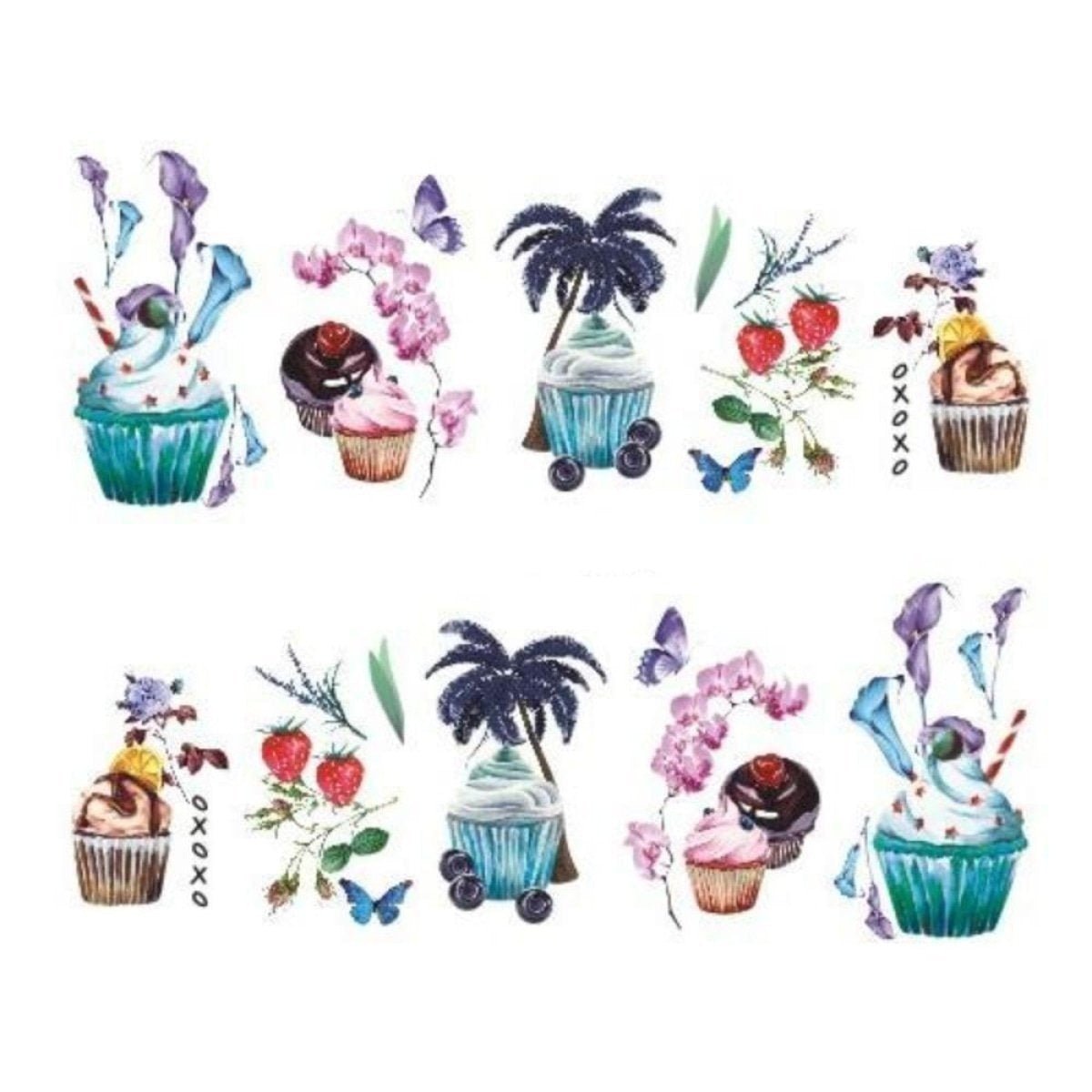 Strawberry Summer Cake & Fruit Nail Stickers – 6.4×5.3 cm Sheet