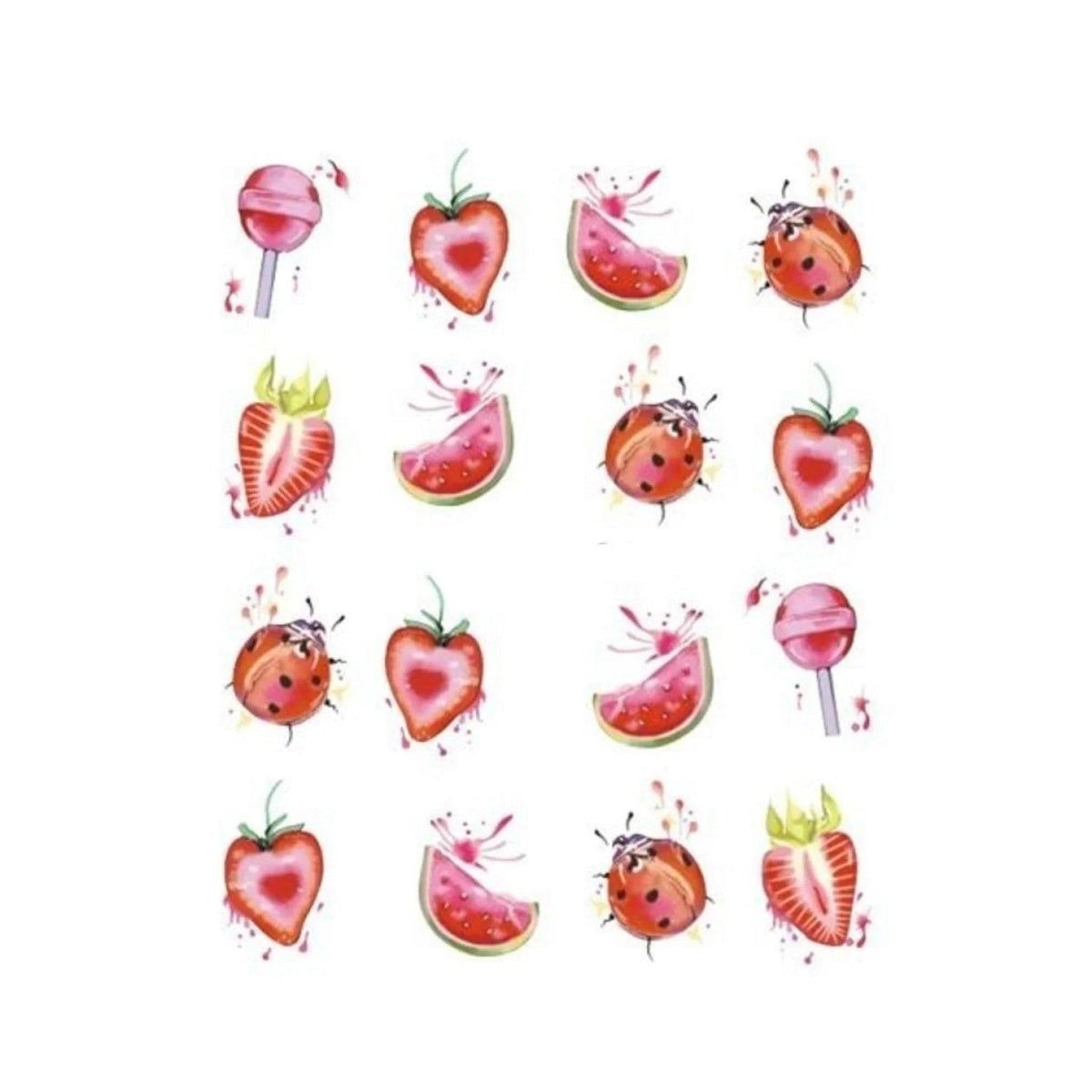 Strawberry Summer Cake & Fruit Stickers For Nails STZ-489