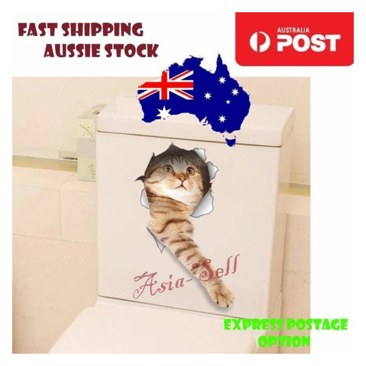 Toilet Seat Lid Sticker Cat Dog Kitten Bathroom Decals – Cat 3