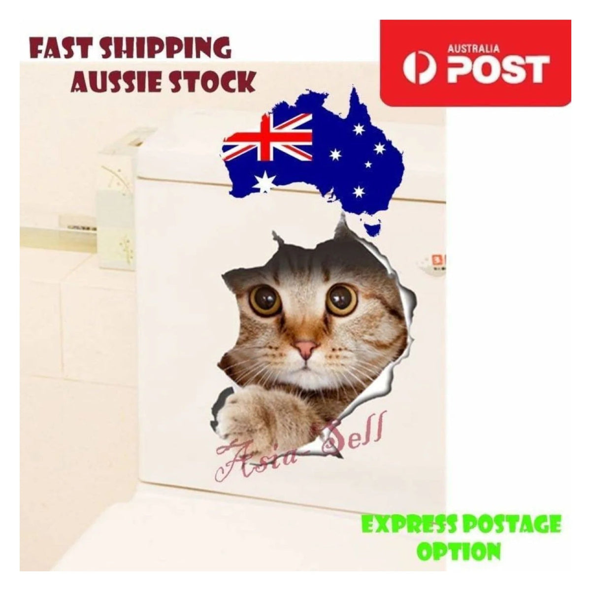Toilet Seat Lid Sticker Cat Dog Kitten Bathroom Decals – Cat 6