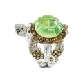 Turtle Ring with Green Rhinestone Gem Alloy – Silver & Gold – 7, 9, 11