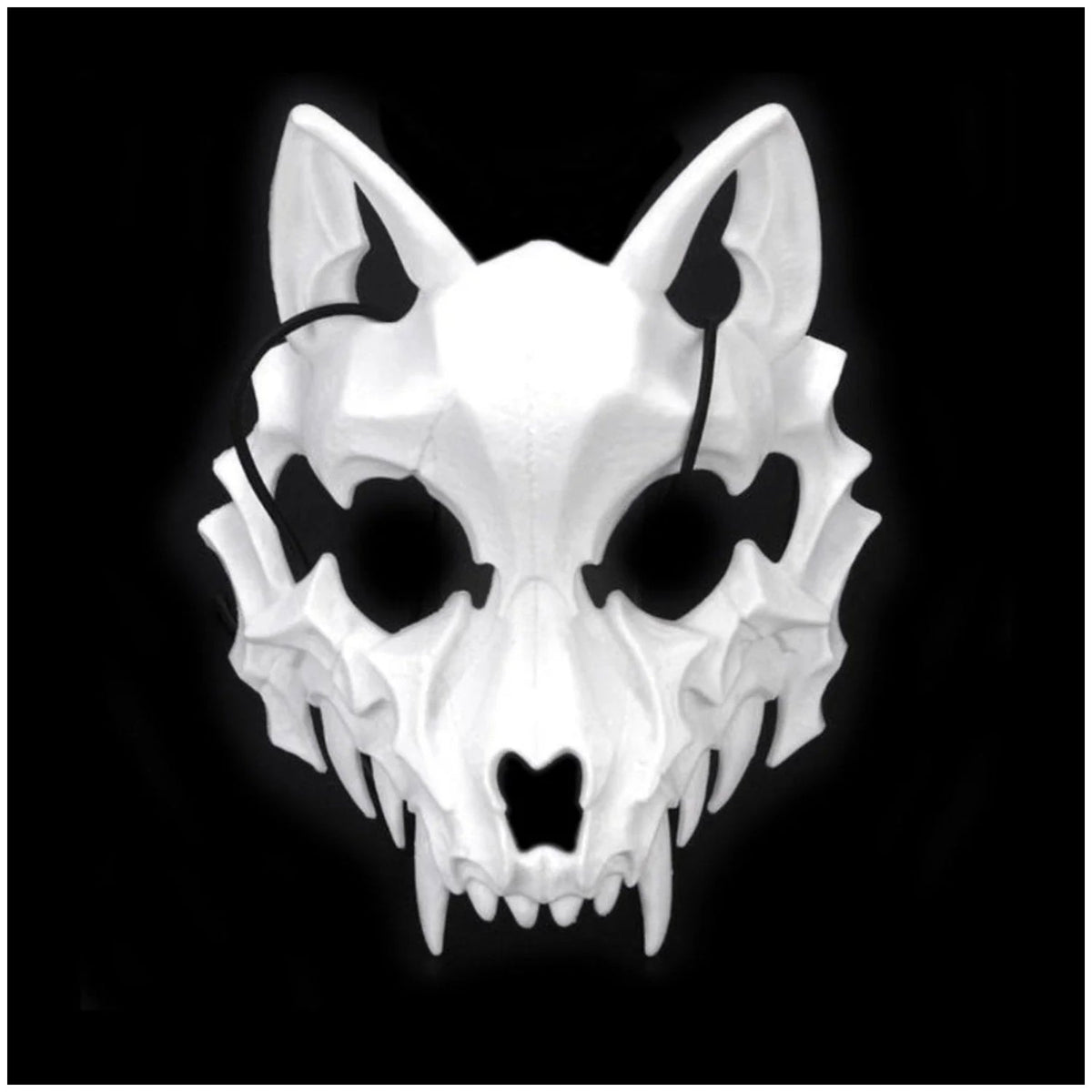 Wolf Demon Halloween Party Face Mask – White Wolf