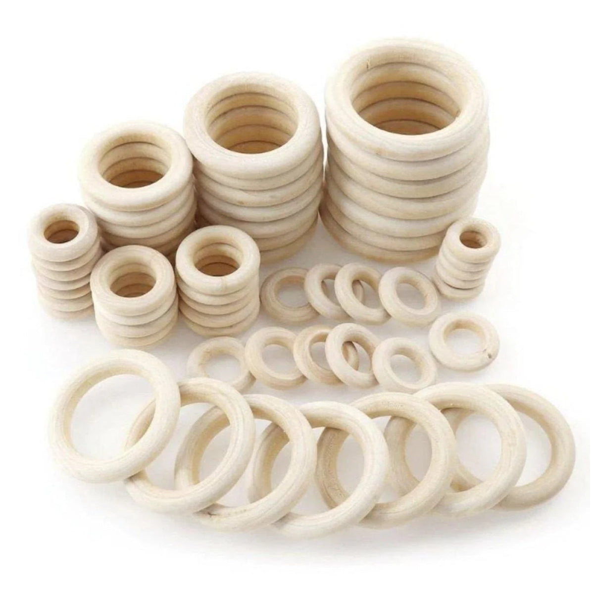 8-200pcs Natural Wood DIY 15mm-100mm Wooden Beads Pendant Connectors Circles Rings Beads Unfinished Craft Natural Wood Wall Hanging Ornament - 15mm 200pcs - Asia Sell
