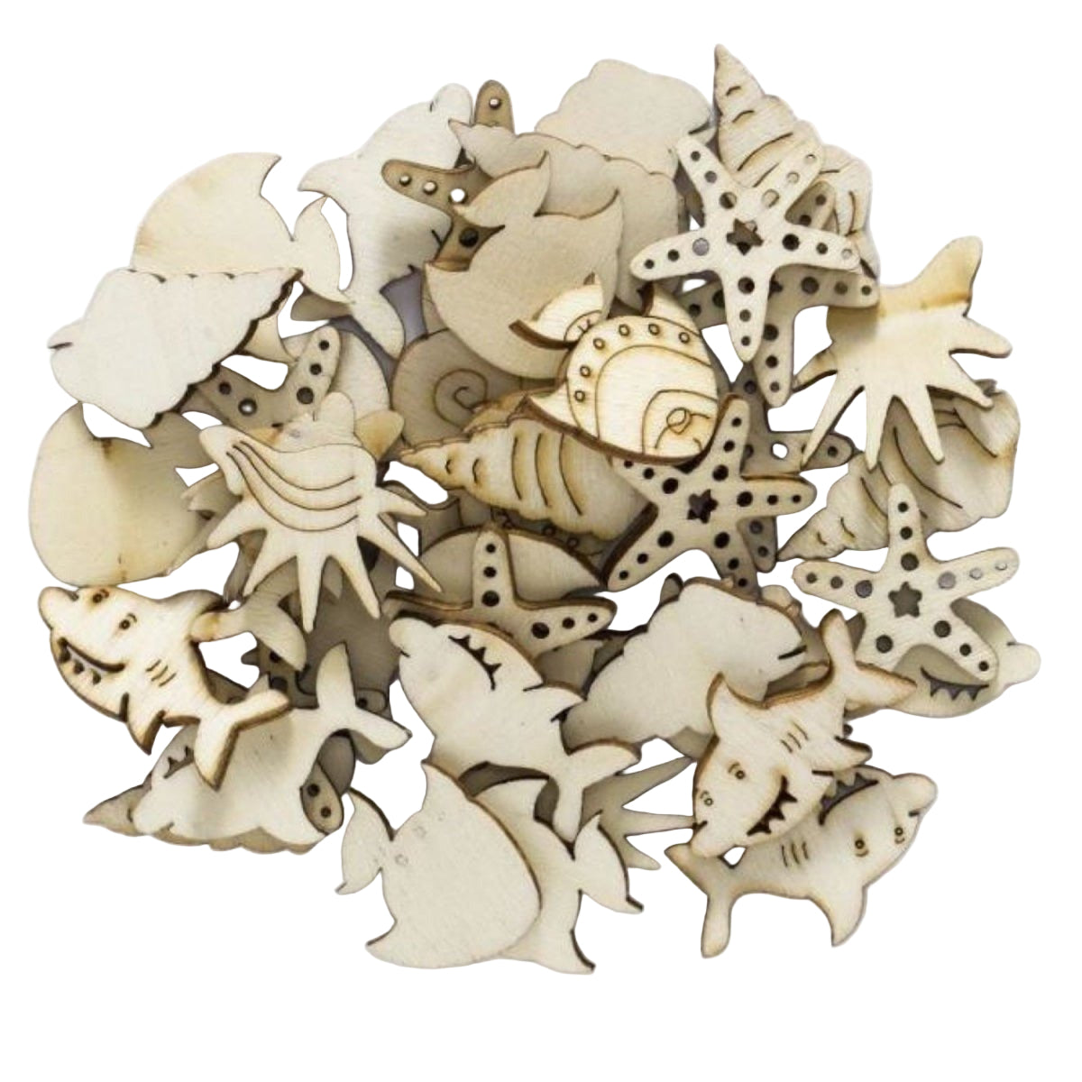 Wooden Craft Forms – Sea Creatures, Bicycles, Instruments, Birds – 25pcs Sea Creatures 2