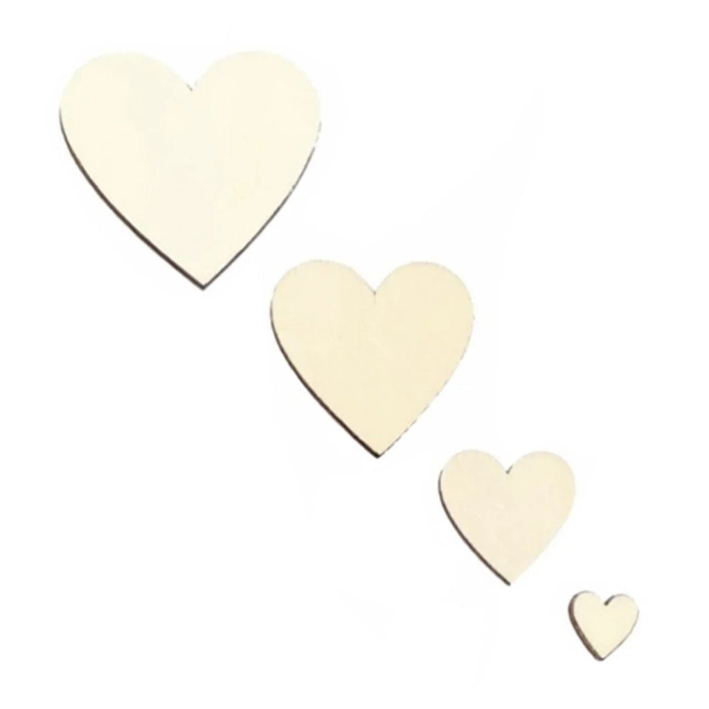 Wooden Heart Discs 10-100mm DIY Craft Set