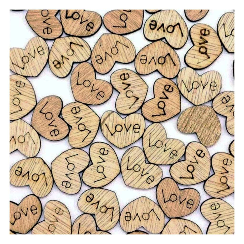 Wooden Love Hearts Confetti Table Decoration – 100 pcs