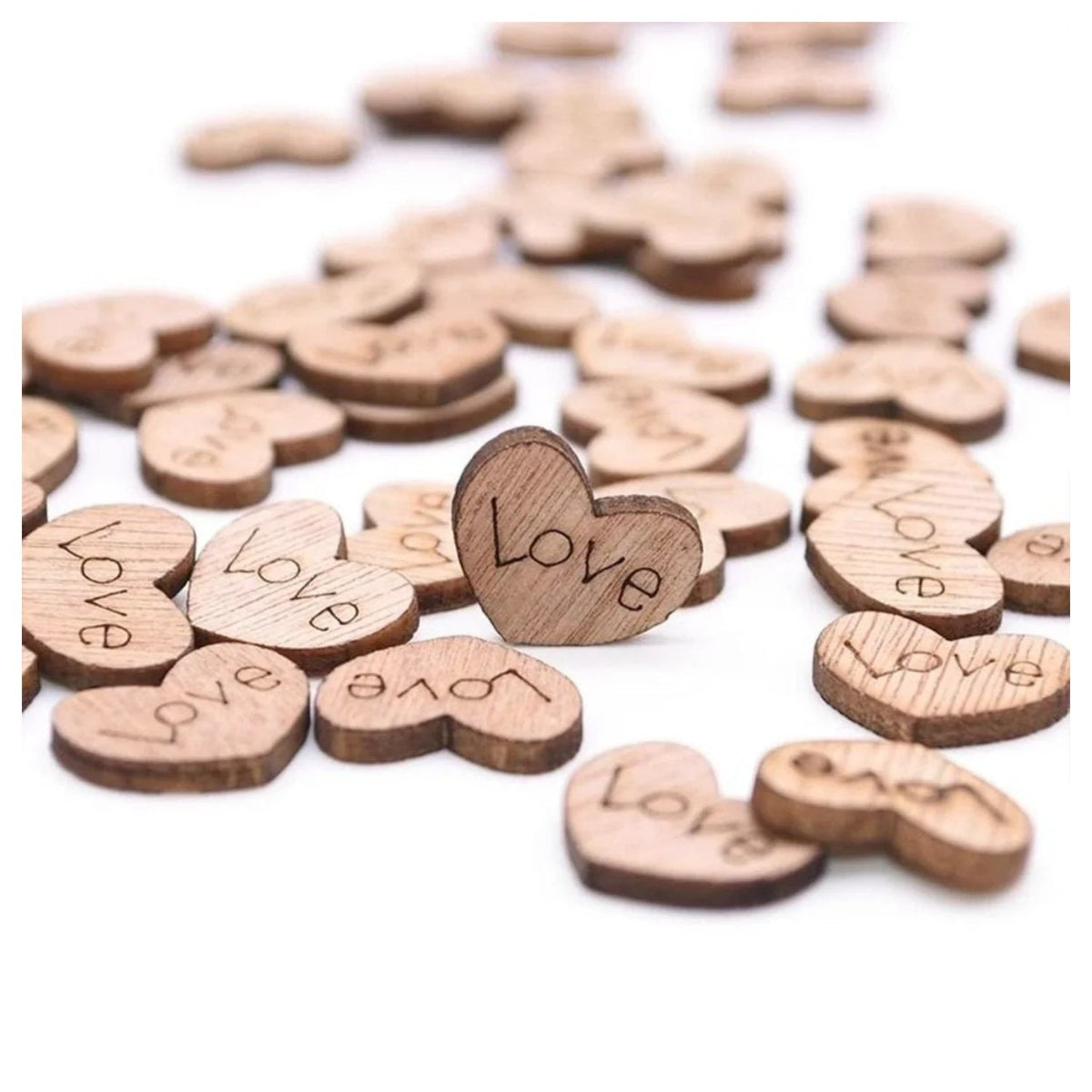 Mini Love Heart Wooden Confetti – 100 Pieces – Dark 12x15mm