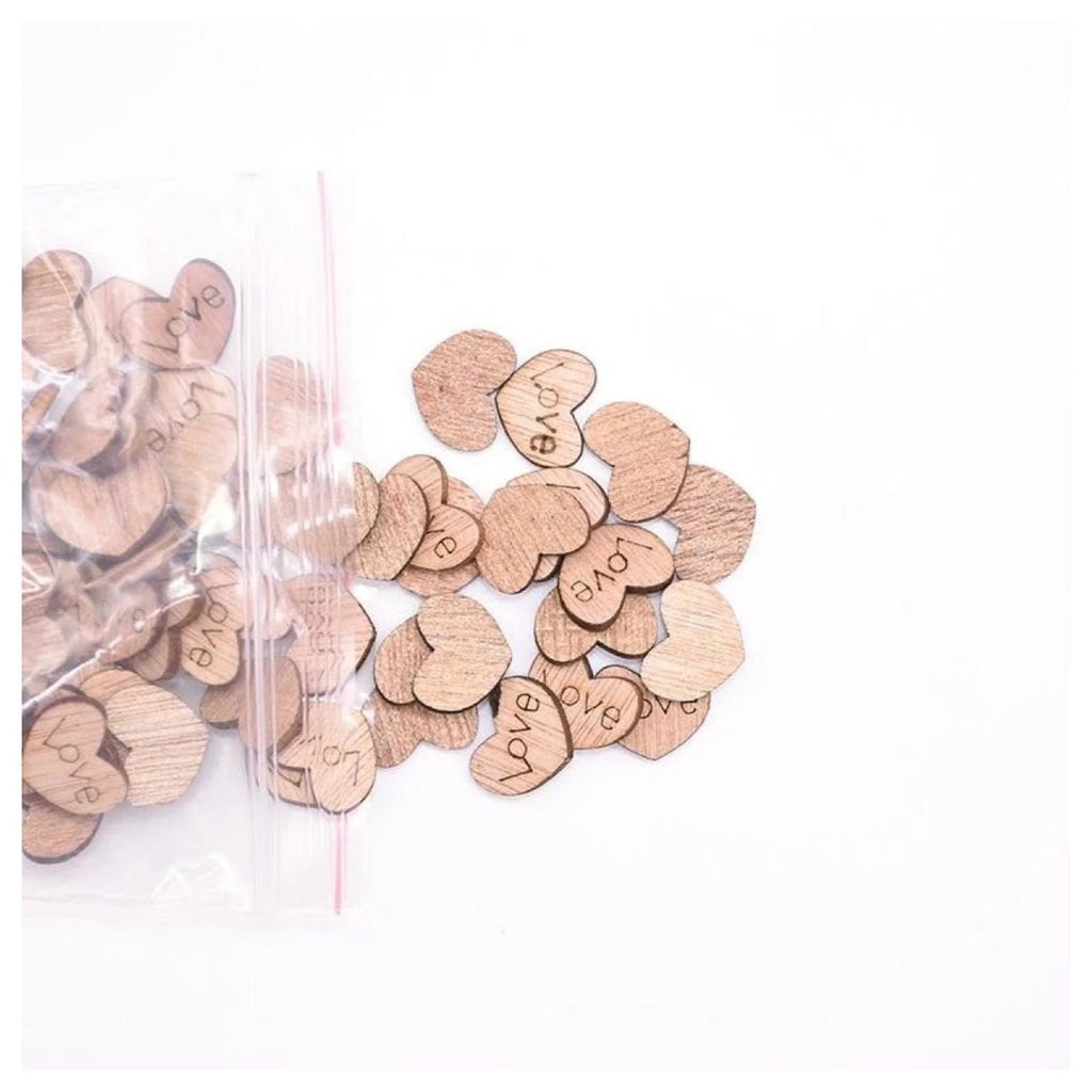 Mini Love Heart Wooden Confetti – 100 Pieces