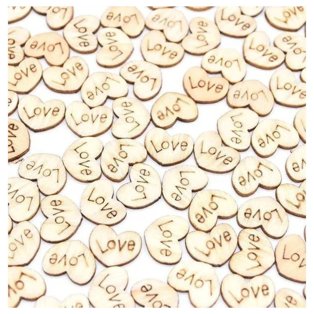 Mini Love Heart Wooden Confetti – 100 Pieces – Lighter 10x12mm