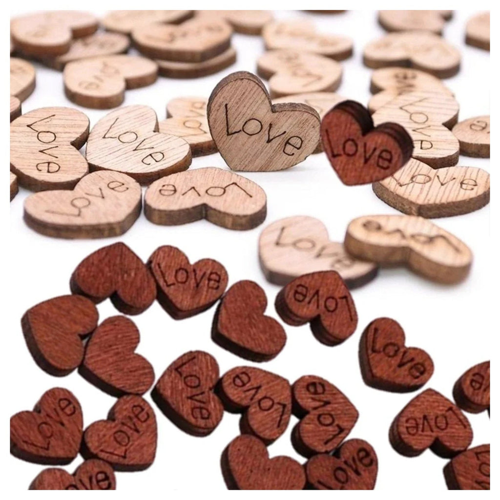 Mini Love Heart Wooden Confetti – 100 Pieces