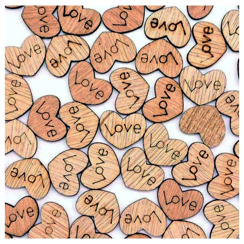 Mini Love Heart Wooden Confetti – 100 Pieces – Medium 10x12mm