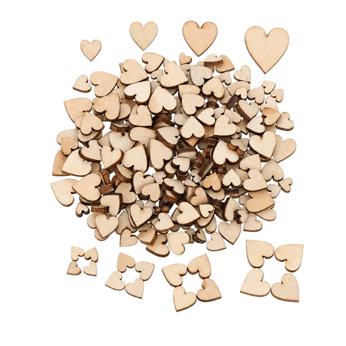 500PCS Wooden Numbers Alphabet Letters Hearts DIY Craft Wood Lettering – Hearts 6-12mm