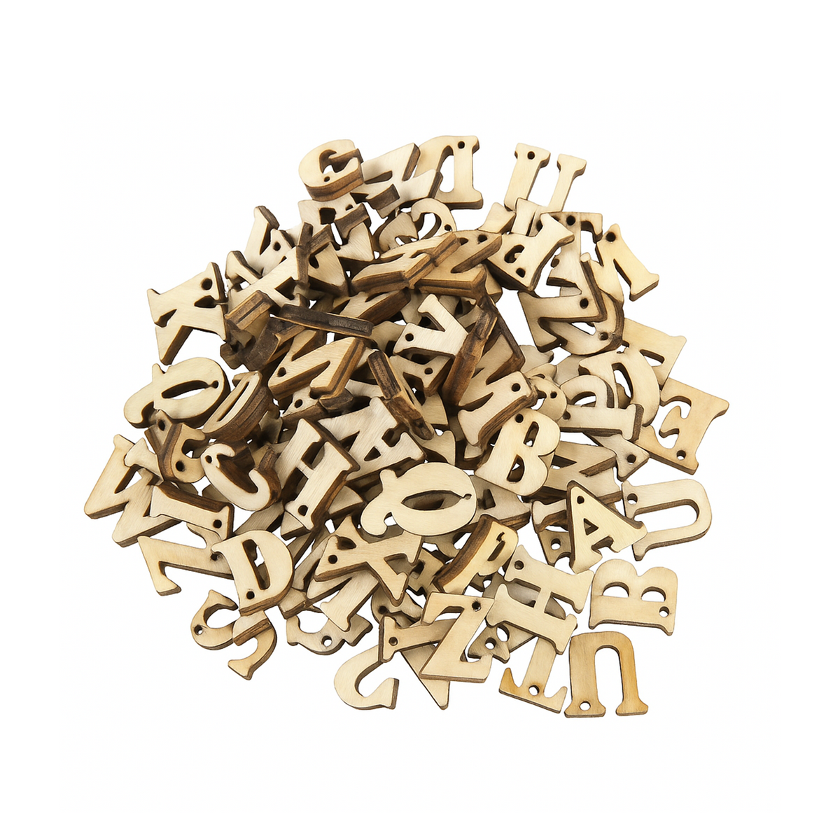 500PCS Wooden Numbers Alphabet Letters Hearts DIY Craft Wood Lettering – Letters w/ Thread Holes