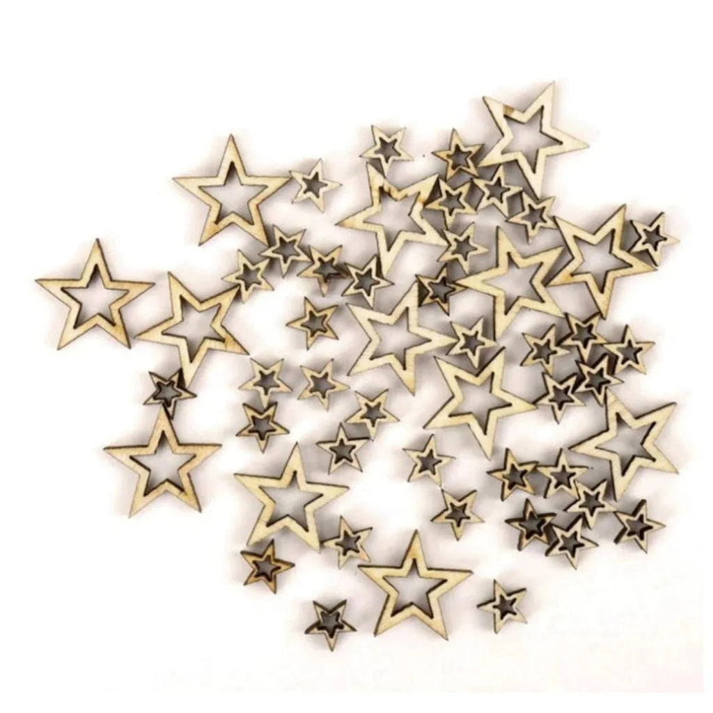 Wooden Stars Confetti 10-30mm Mixed Pack