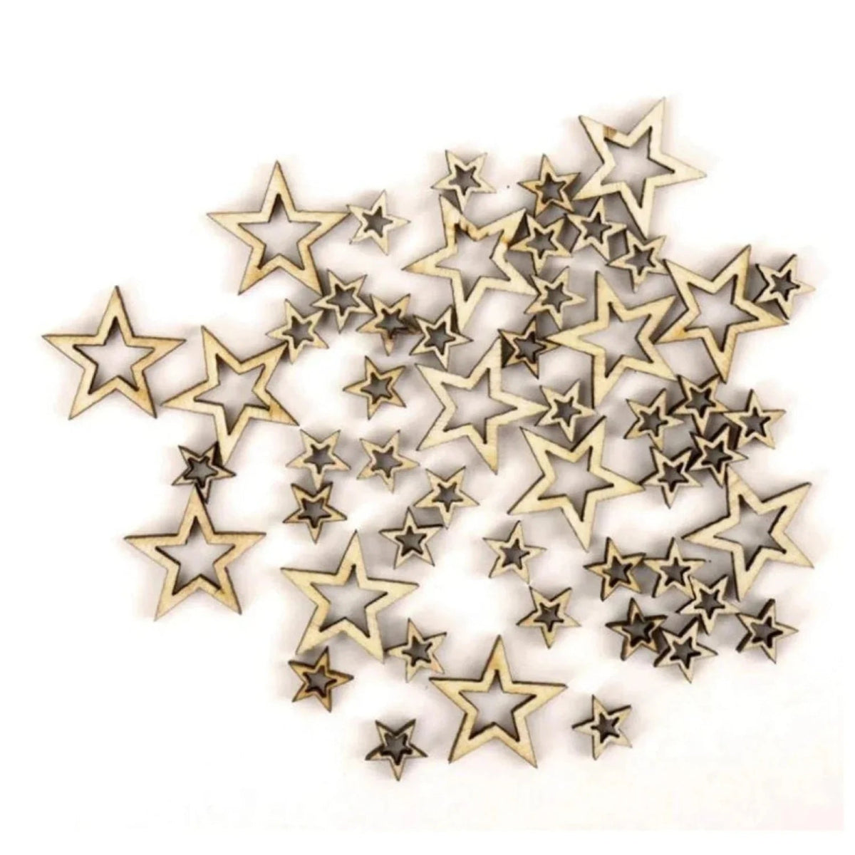 Wooden Stars Confetti 10-30mm Mixed Pack