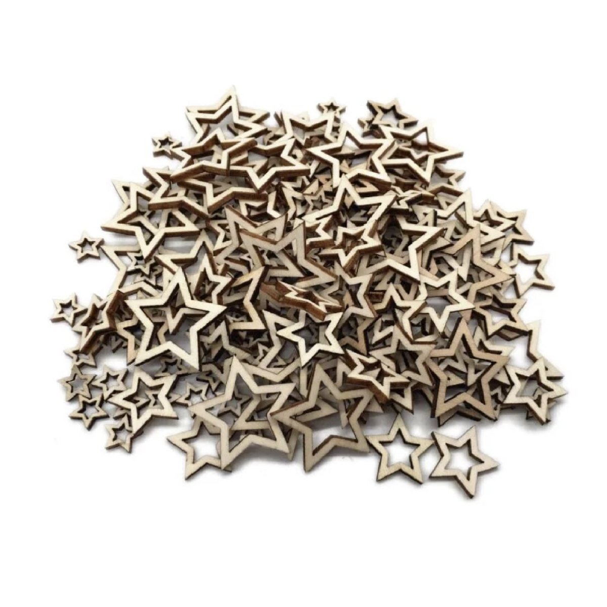 Wooden Stars Confetti 10-30mm Mixed Pack – 10-30mm Mixed / 50pcs, 10-30mm Mixed / 100pcs