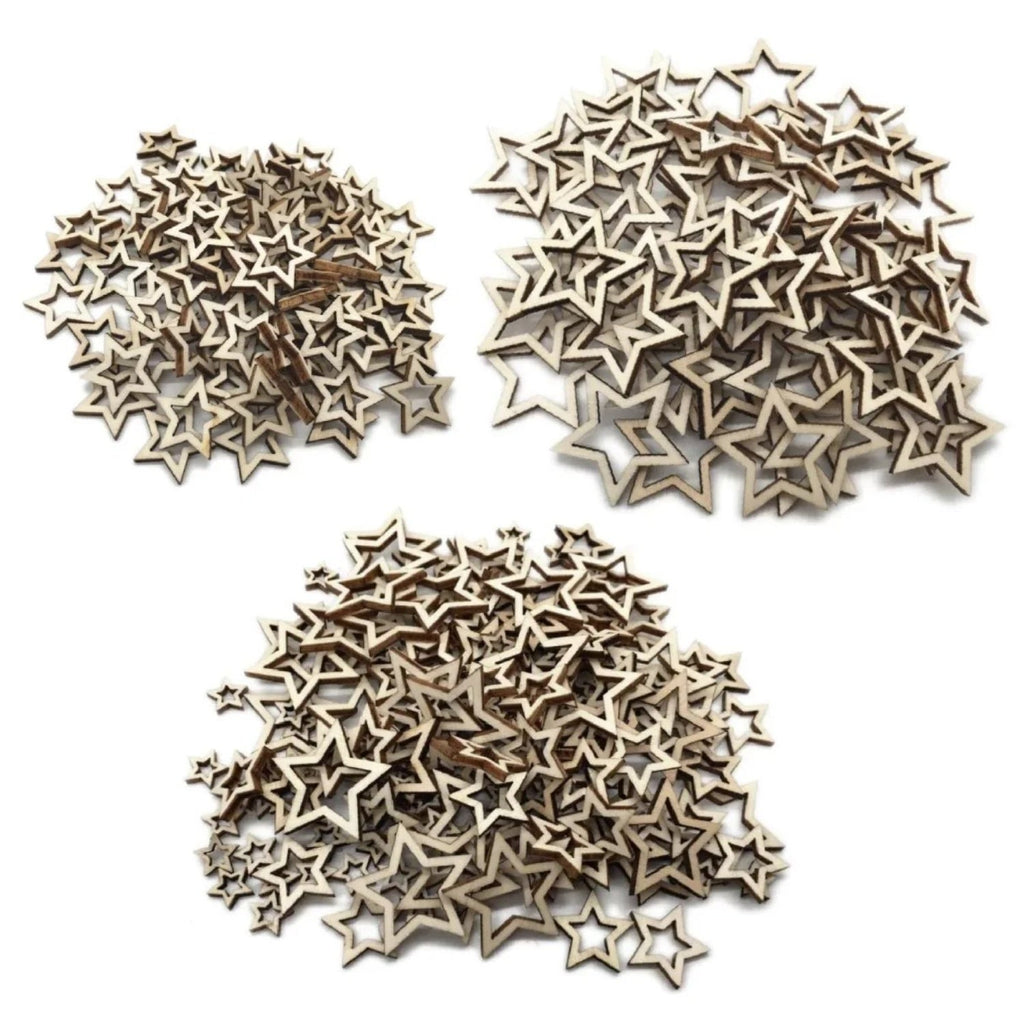 Wooden Stars Confetti 10-30mm Mixed Pack